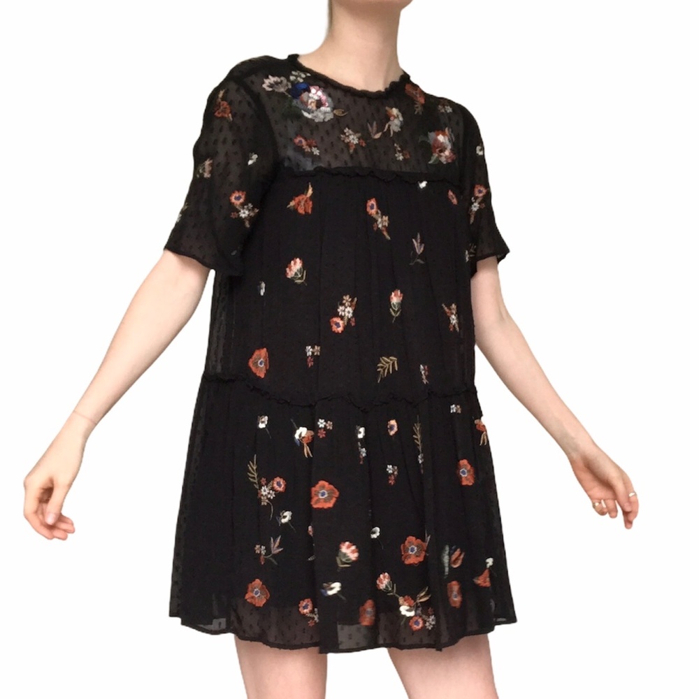 Zara embellished shirt dress